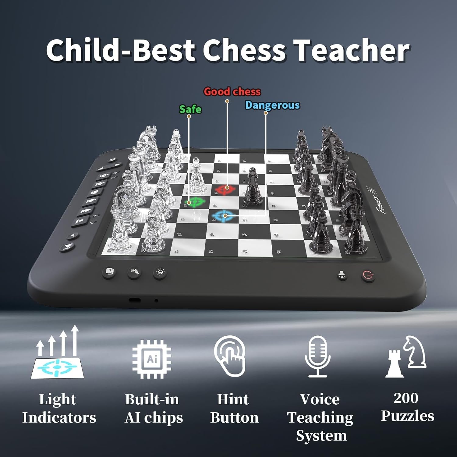 Electronic Chess Set Computer Board w/ LED Lights & Magnetic Pieces