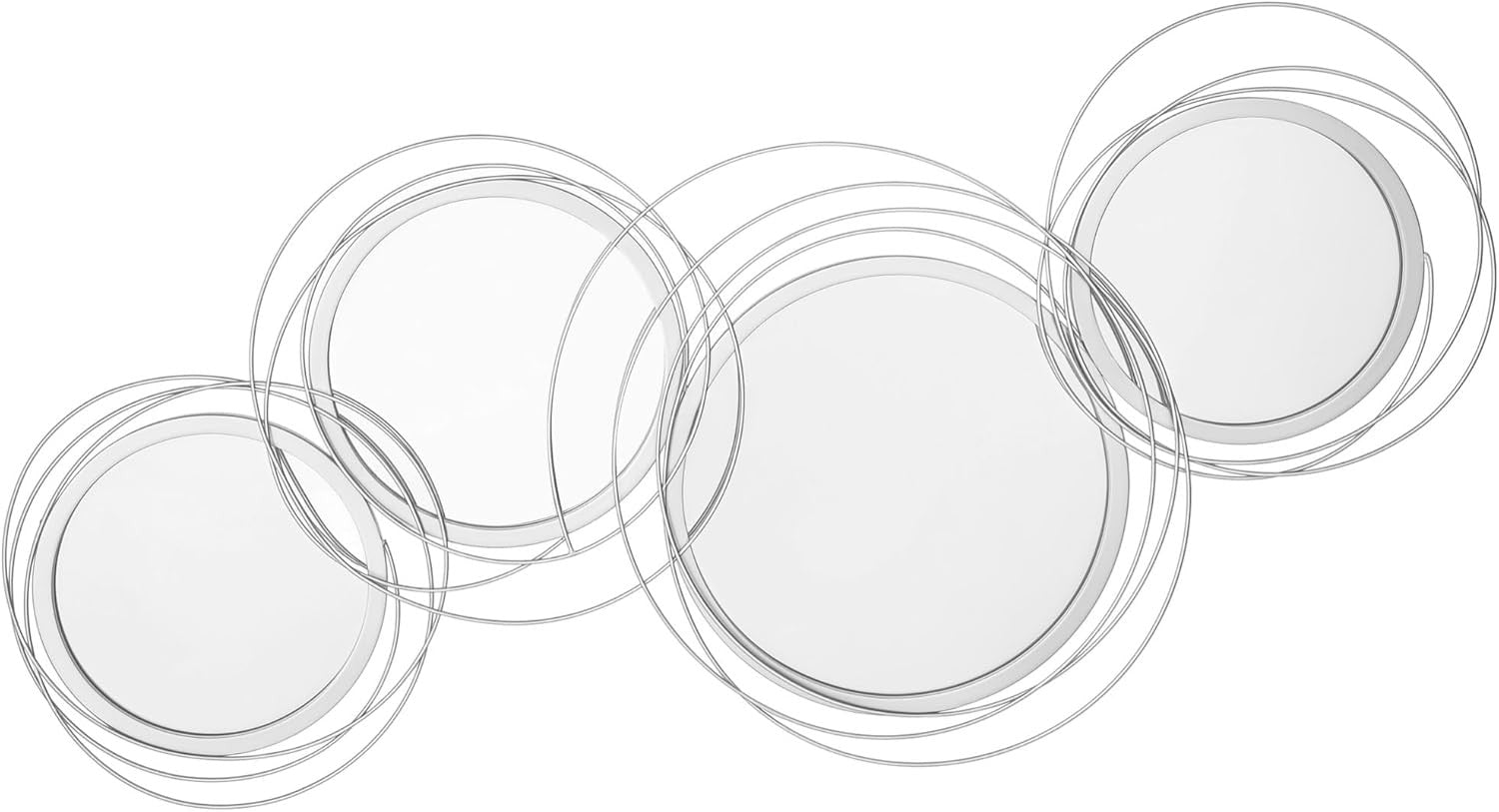 Large Silver Wall Mirror 107cm Modern Metal Circle Decor