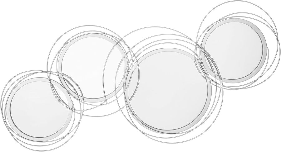 Large Silver Wall Mirror 107cm Modern Metal Circle Decor