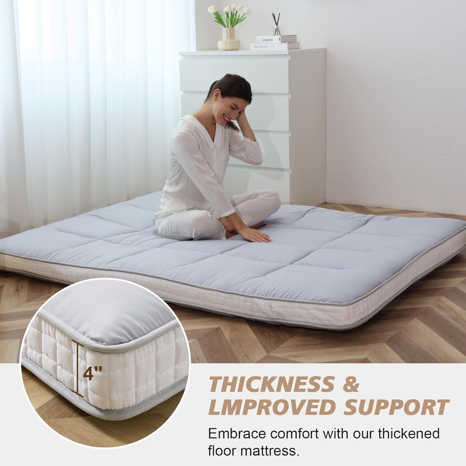 Extra Thick Memory Foam Floor Mattress Single Foldable Futon Bed Pad