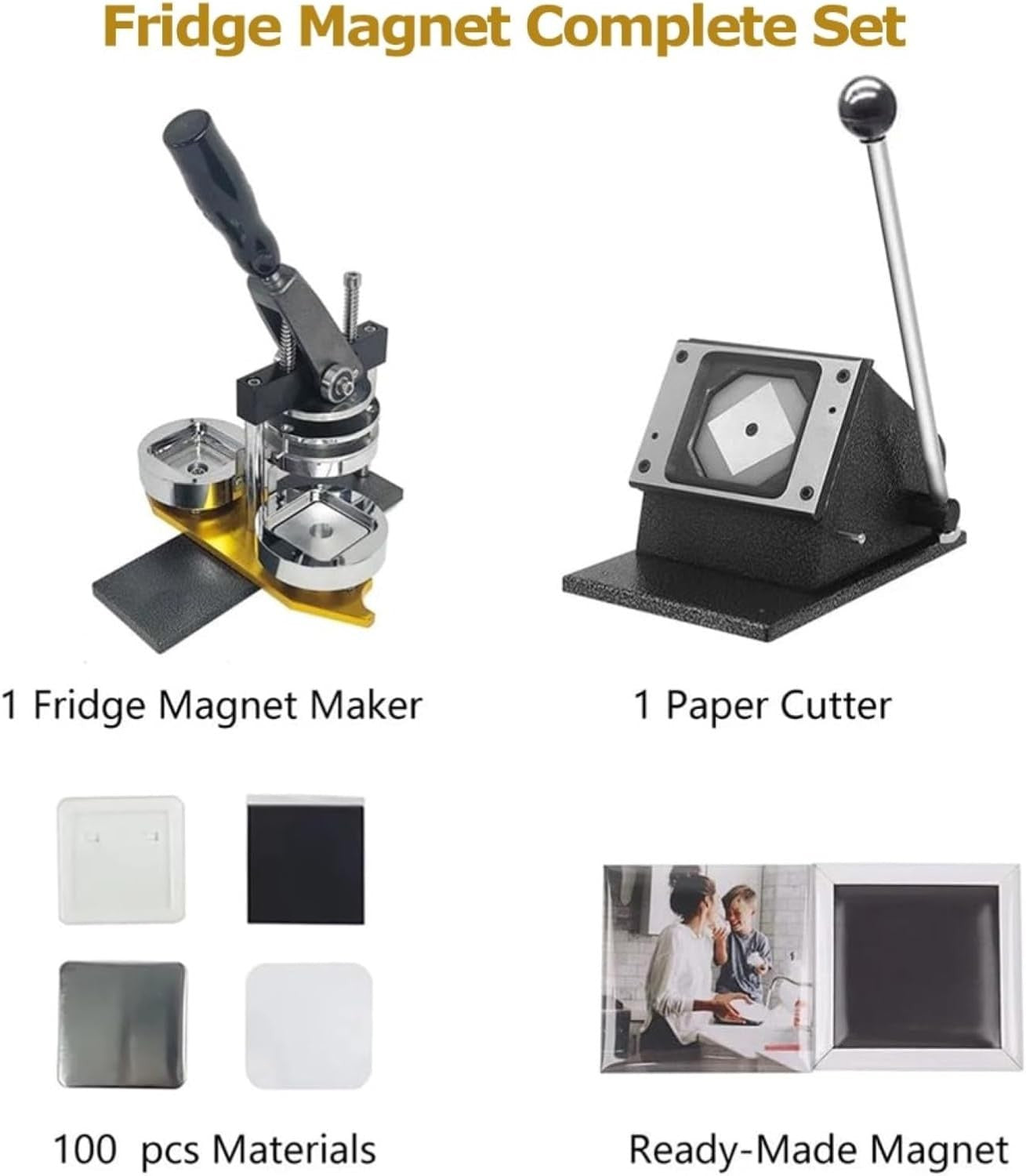 Square Badge Maker Machine 50mm Photo Magnet Button Press Kit
