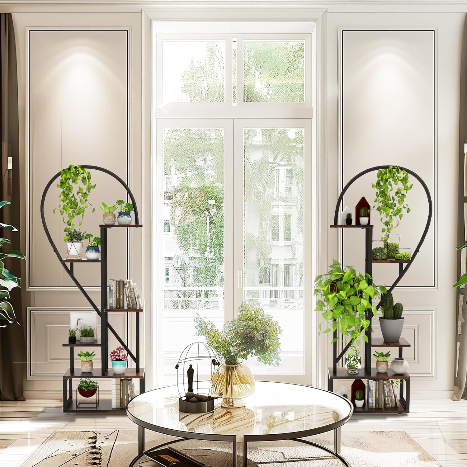 6 Tier Heart Shape Metal Plant Stand Indoor Outdoor Flower Shelf Rack 2 Pack
