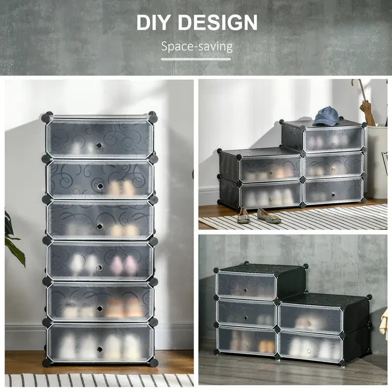 Modular Shoe Storage Cabinet with Doors – 6-Tier Stackable Unit