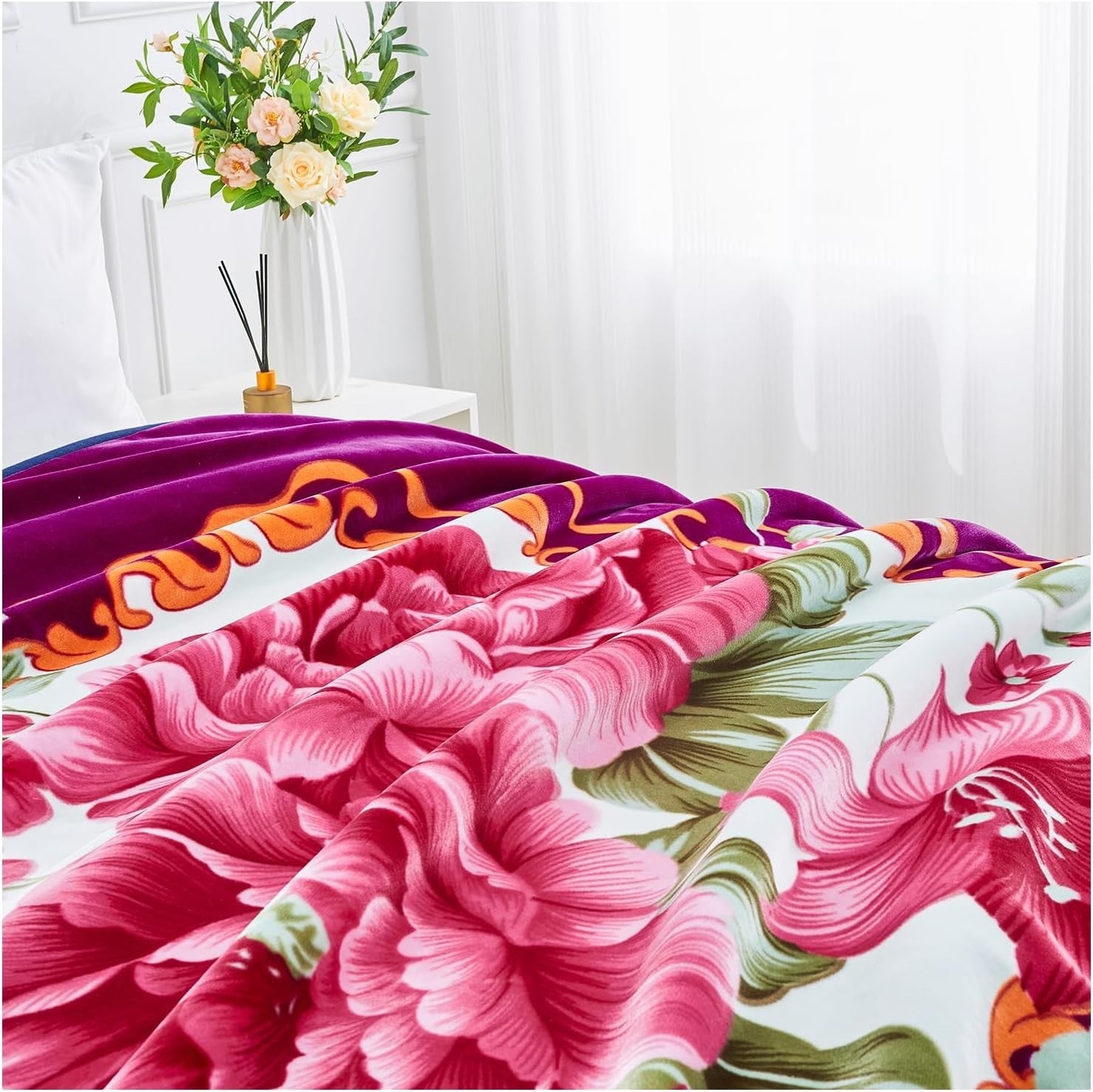 Anastasia Floral 4kg Sherpa Weighted Blanket 200x240cm King Size