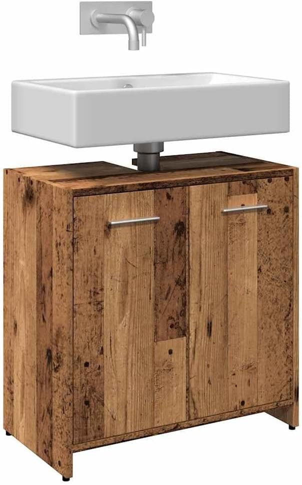 Rustic Old Wood Bathroom Sink Cabinet | 60x33x60cm Modern Storage Unit