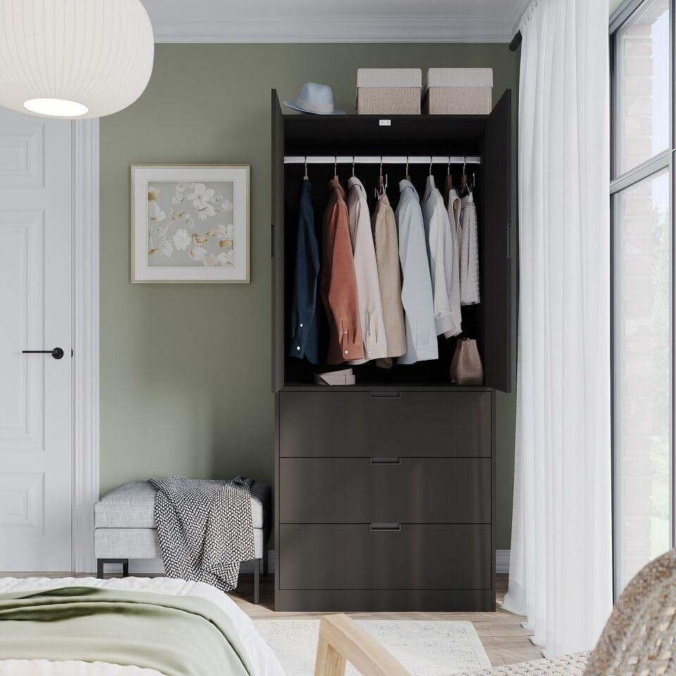 Modern Wardrobe with Drawers & Hanging Rail – Bedroom Storage 180cm