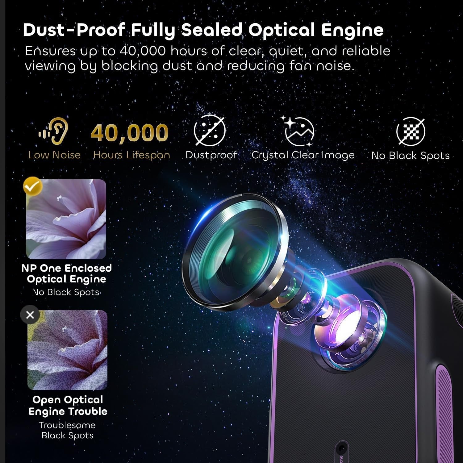1080P Smart Mini Projector Google TV WiFi Bluetooth 4K Dolby Audio