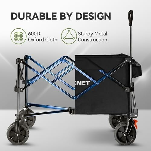 180L Folding Camping Trolley Wagon Cart With Brakes Outdoor Heavy-Duty