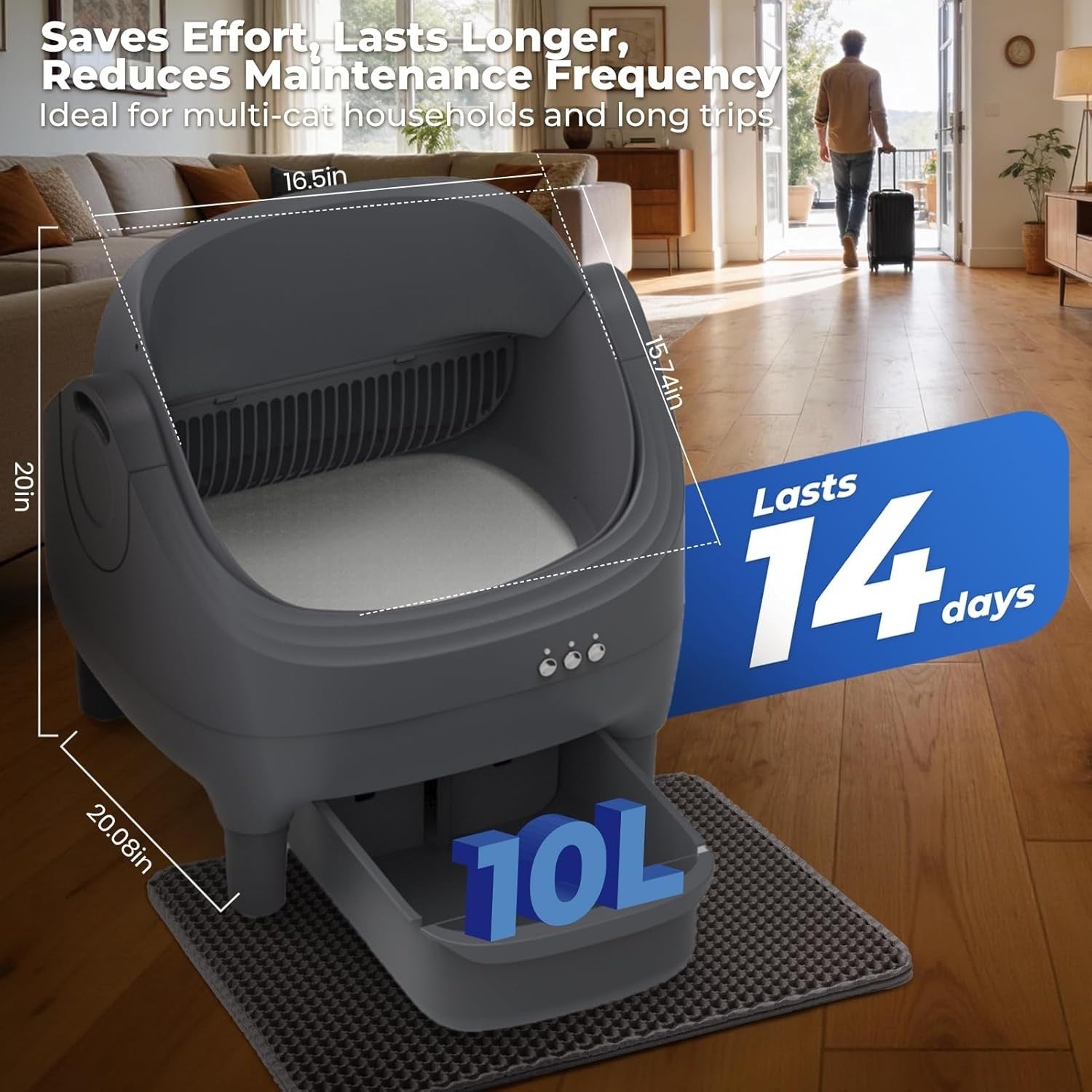 Automatic Self Cleaning Cat Litter Box APP Control Large Odor Free Bin