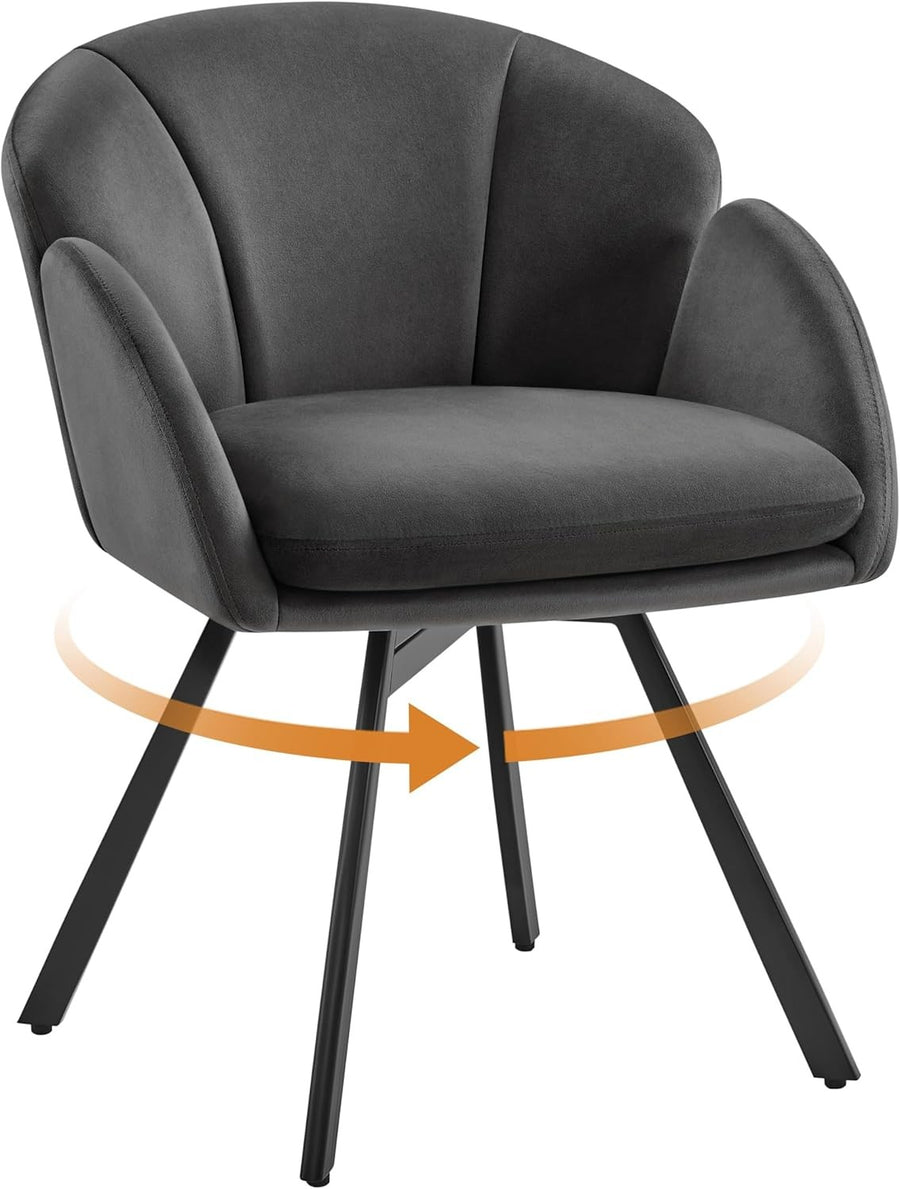 Swivel Velvet Tub Chair Dark Grey Accent Vanity Armchair