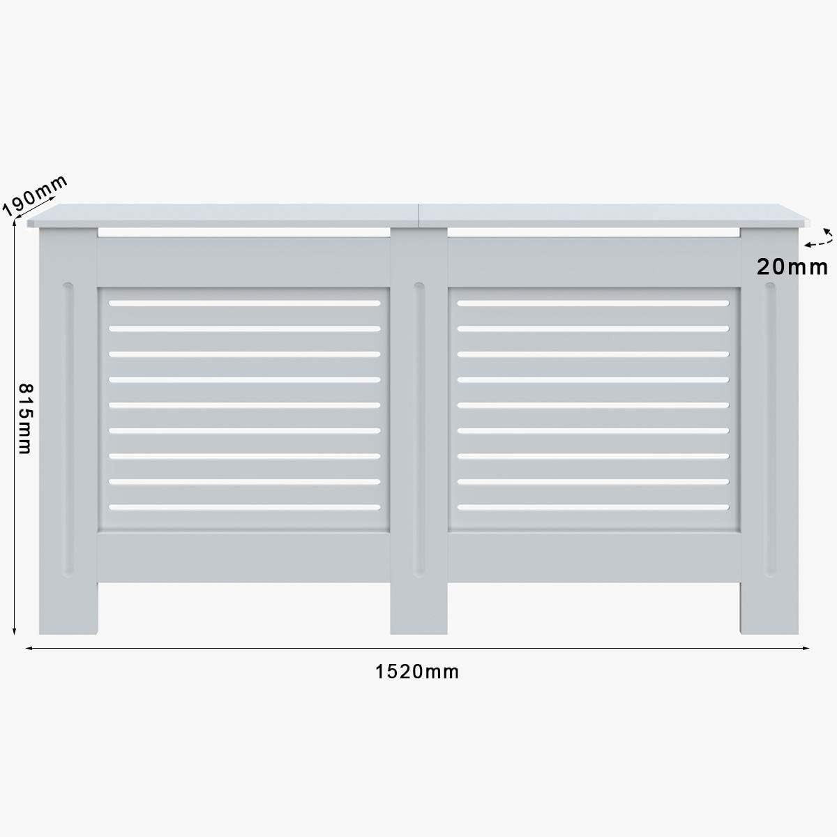 White Radiator Cover Cabinet Large | MDF Horizontal Slat Shelf