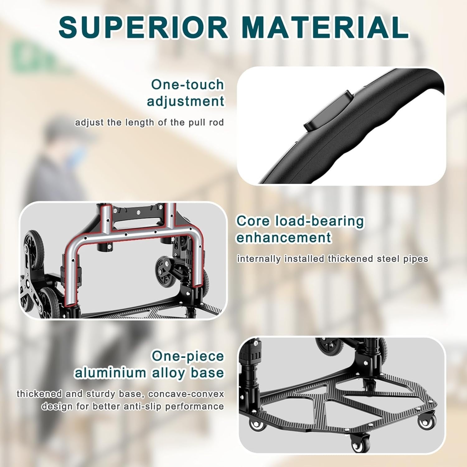80kg Stair Climbing Sack Truck 10 Wheel Folding Trolley Rope Handle