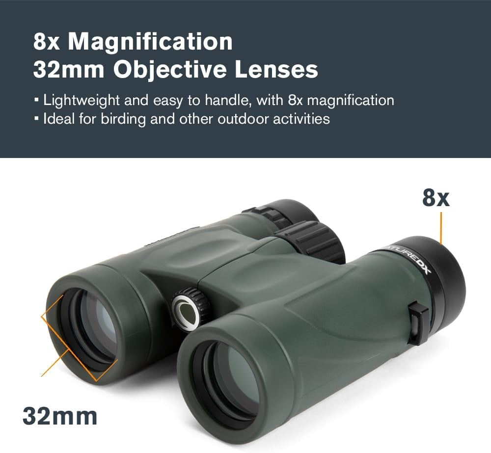 8x32 Waterproof Binoculars HD Optics Wide View Outdoor Birdwatching Travel