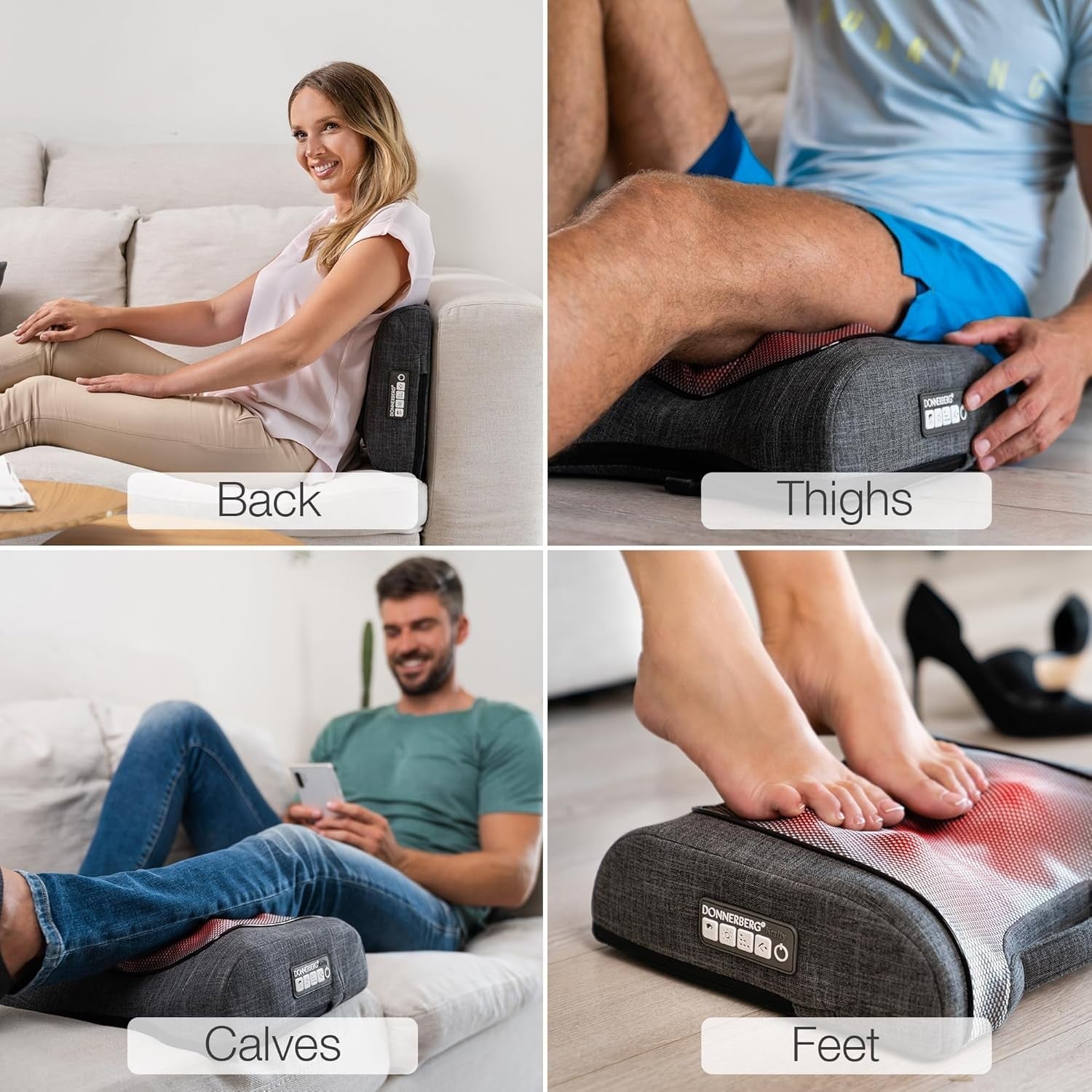 Heated Shiatsu Back Massager Infrared Pillow Pain Relief Home Car Use