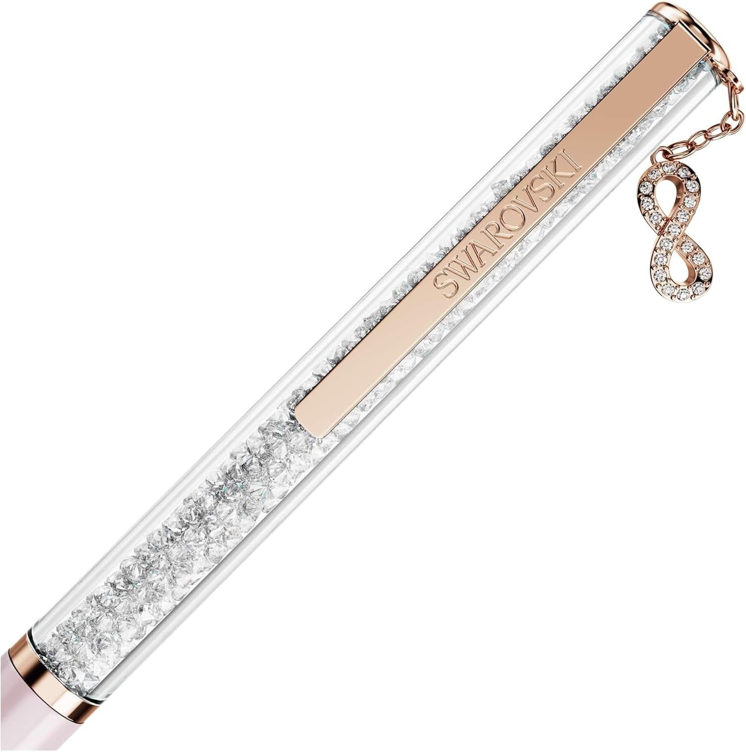 Pink Crystal Ballpoint Pen Fine Black Ink Rose Gold Gift Pouch