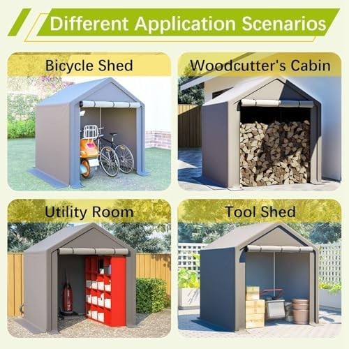Outdoor Garden Storage Tent 6x5.6ft Waterproof Steel Frame Grey