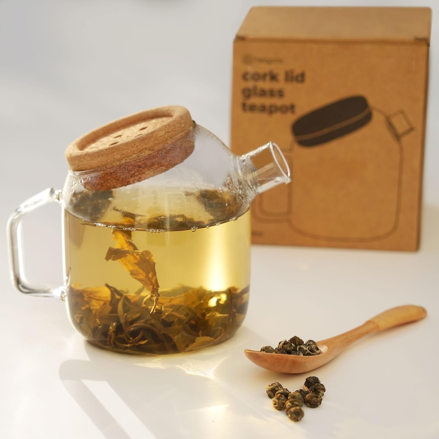 Glass Teapot 800ml Loose Leaf Tea Pot Borosilicate Infuser Strainer
