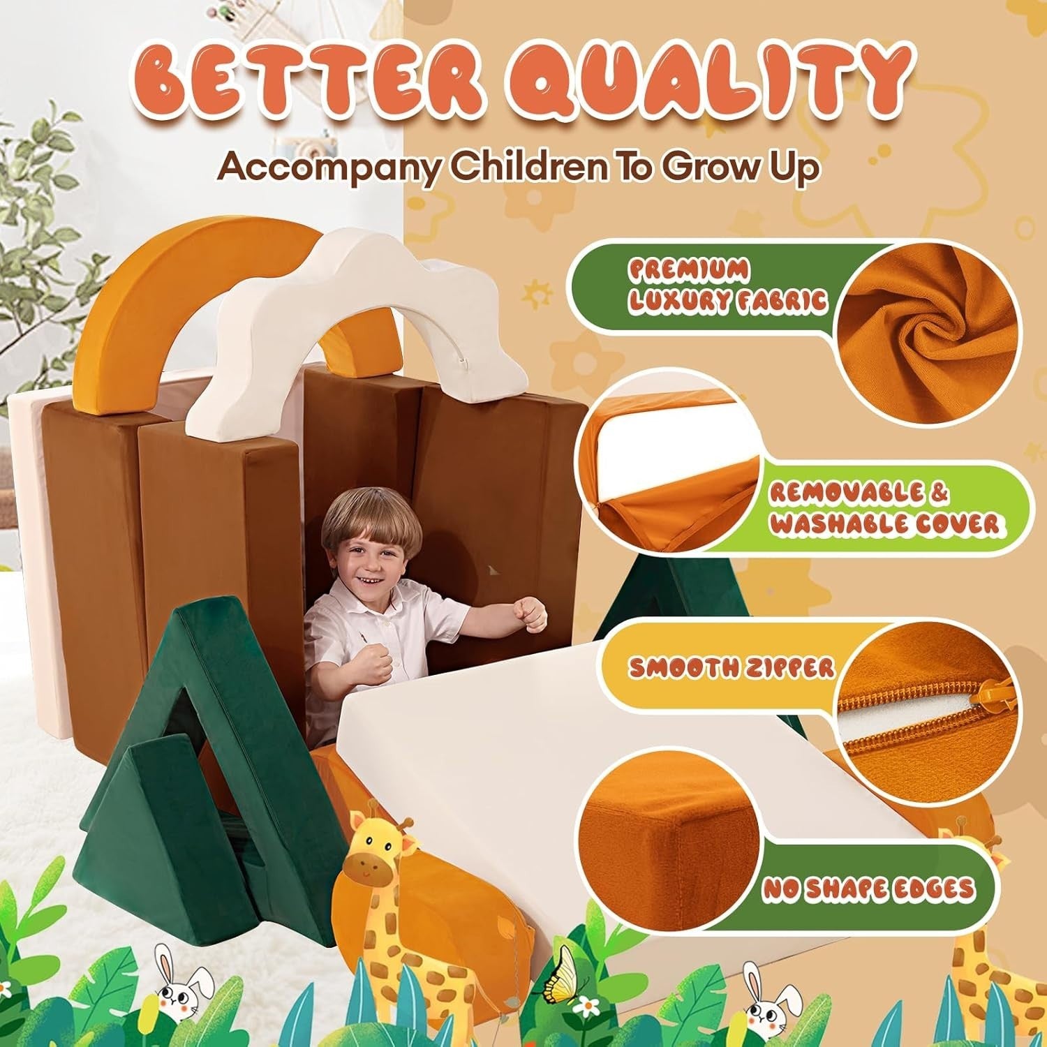 Multifunctional Kids Jungle Sofa Bed Playroom Furniture 66x183x58 cm