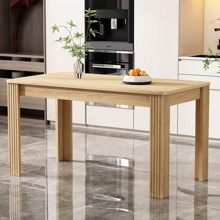 Oak Dining Table Modern Rectangular 4 Seater Sturdy Easy Assembly 116cm