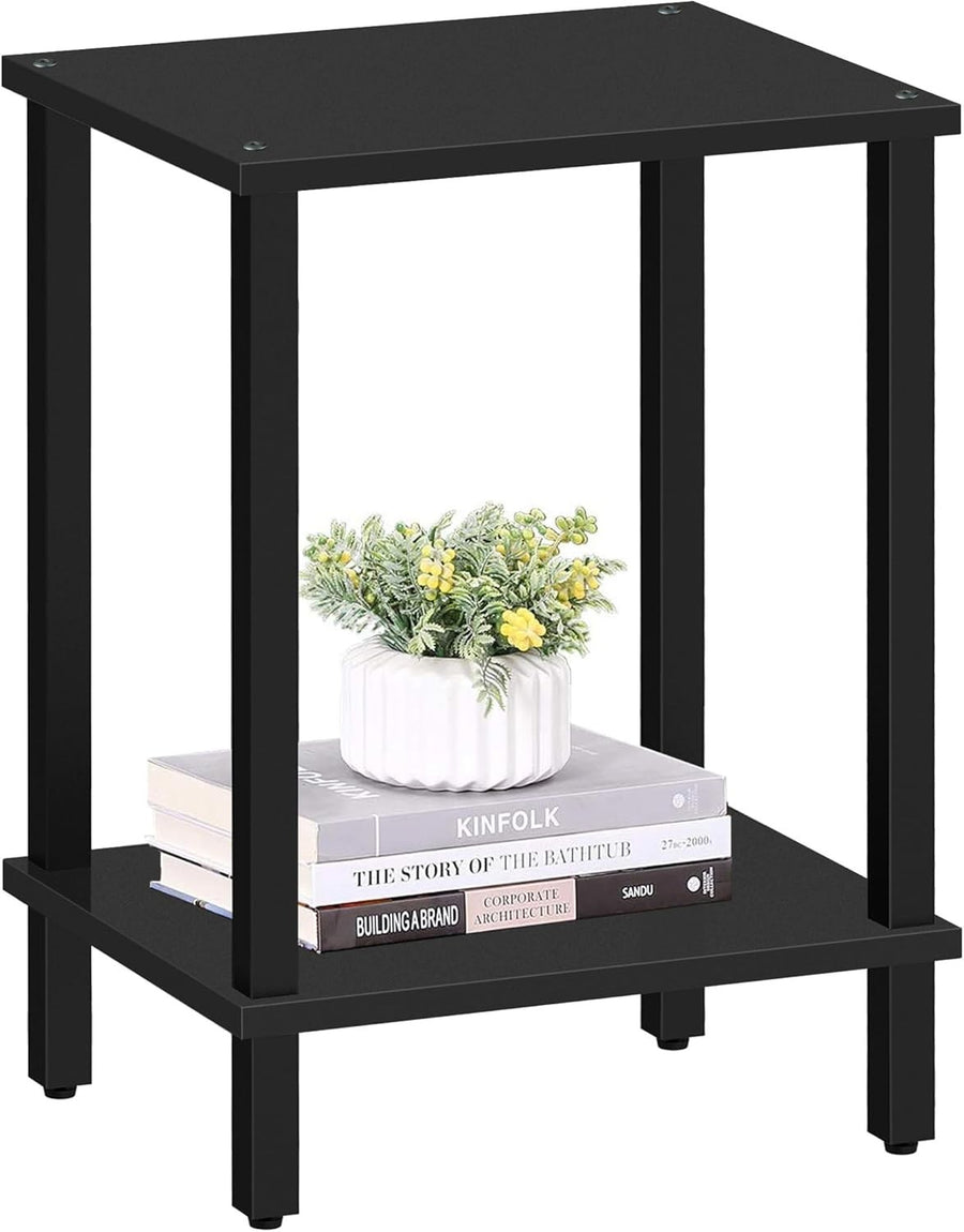 Black 2-Tier Side Table 40x30x55 cm | Bedside & End Table for Small Spaces