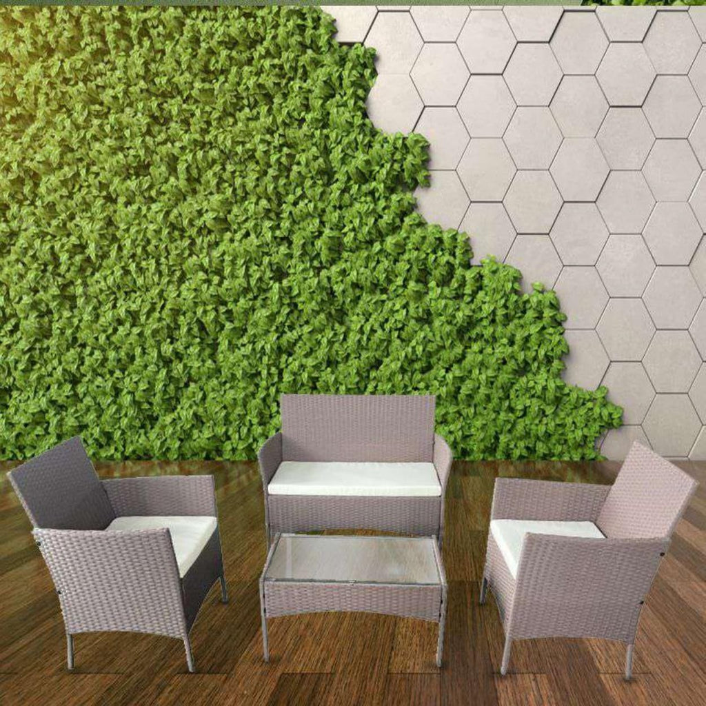 4PC Rattan Garden Furniture Set Outdoor Sofa Chairs Table Patio Set