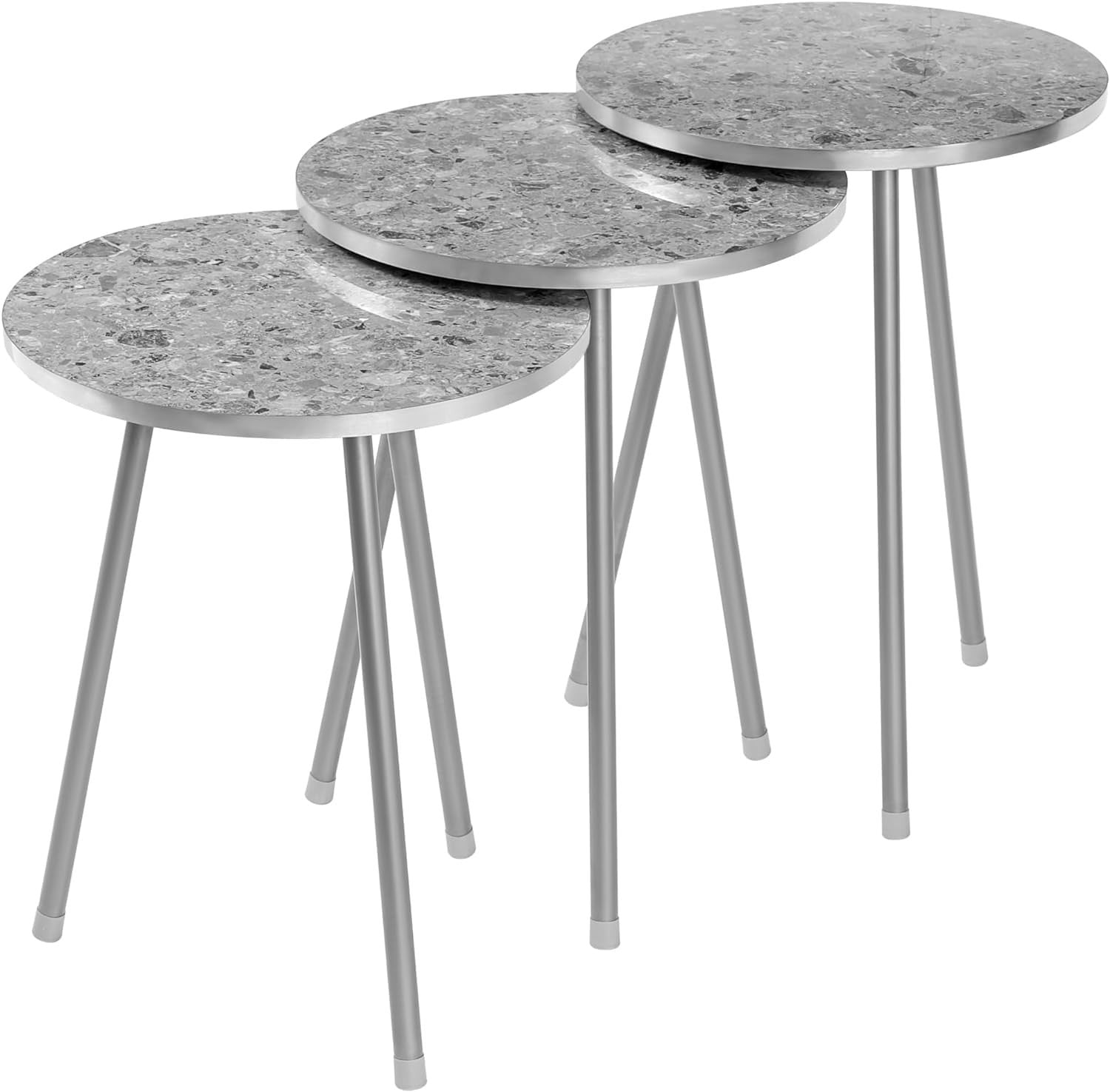 Space Saving Nesting End Tables Set of 3 for Living Room Bedroom Office Wood Gre