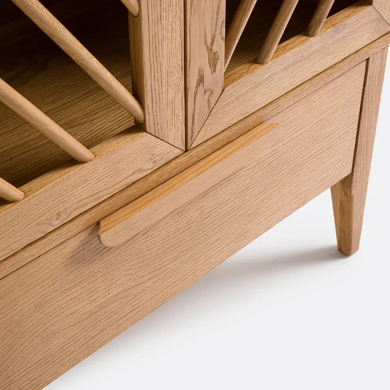 Anda 160cm Solid Oak High Dresser – Tall Storage Cabinet with Drawer