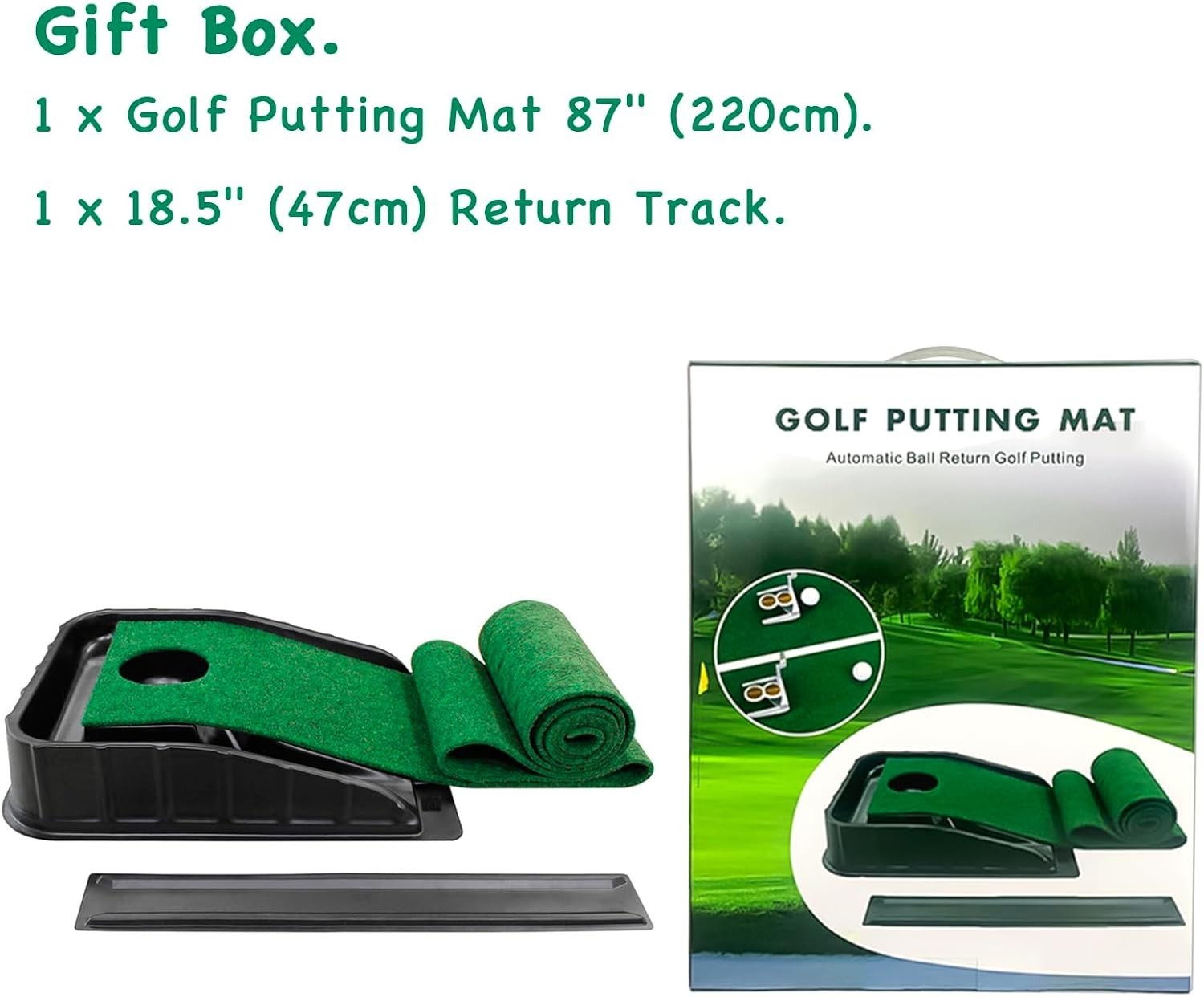 Golf Putting Mat Automatic Ball Return Indoor Outdoor Training Green