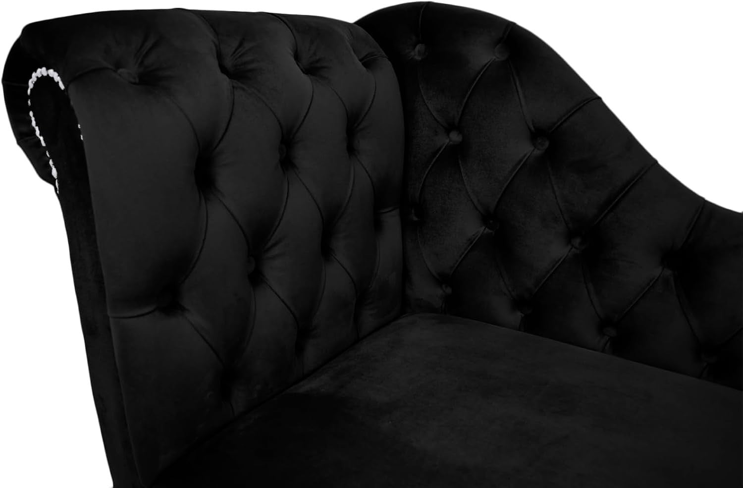 Black Velvet Tufted Chaise Lounge Sofa – Handmade, Sturdy, Stylish Accent Seat