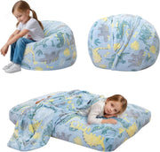Kids Dinosaur Bean Bag Chair Bed 4-in-1 Sofa Sleep Mat Playroom Seat