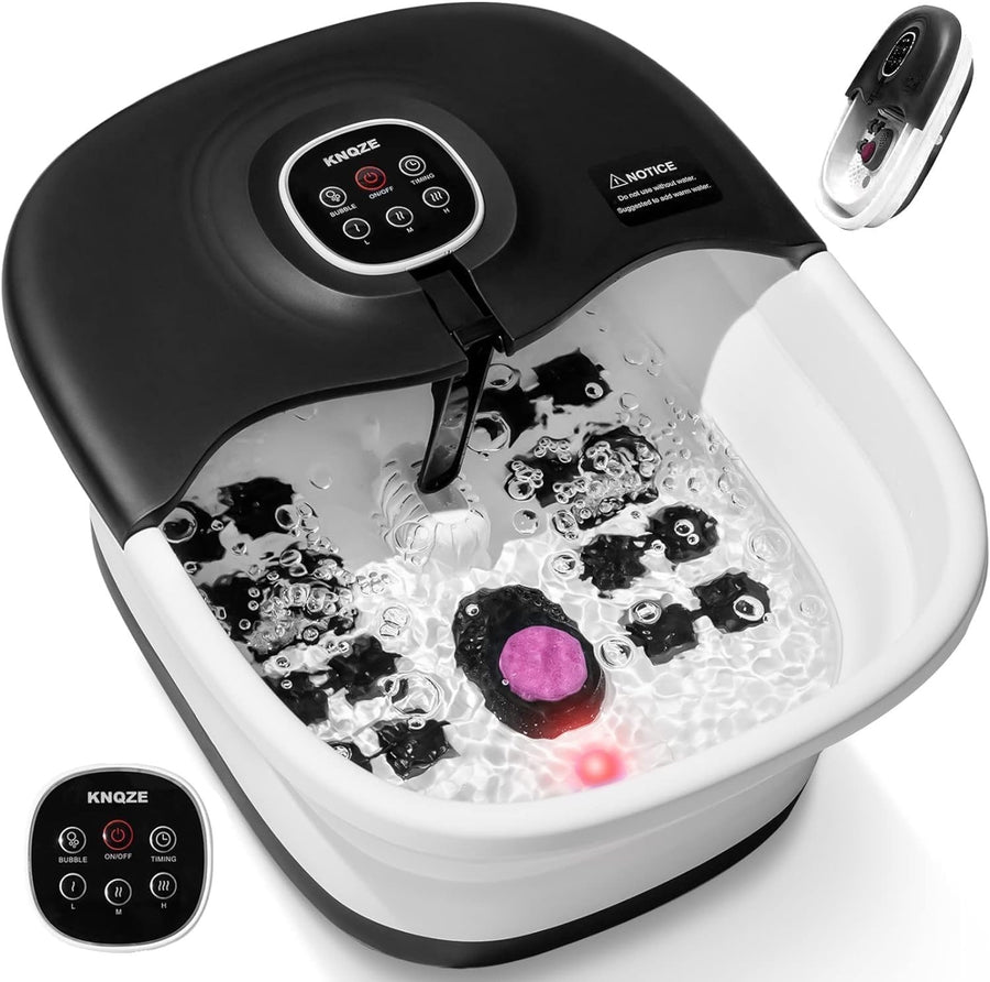Foldable Heated Foot Spa with Bubbles, 16 Rollers & Pumice Stone