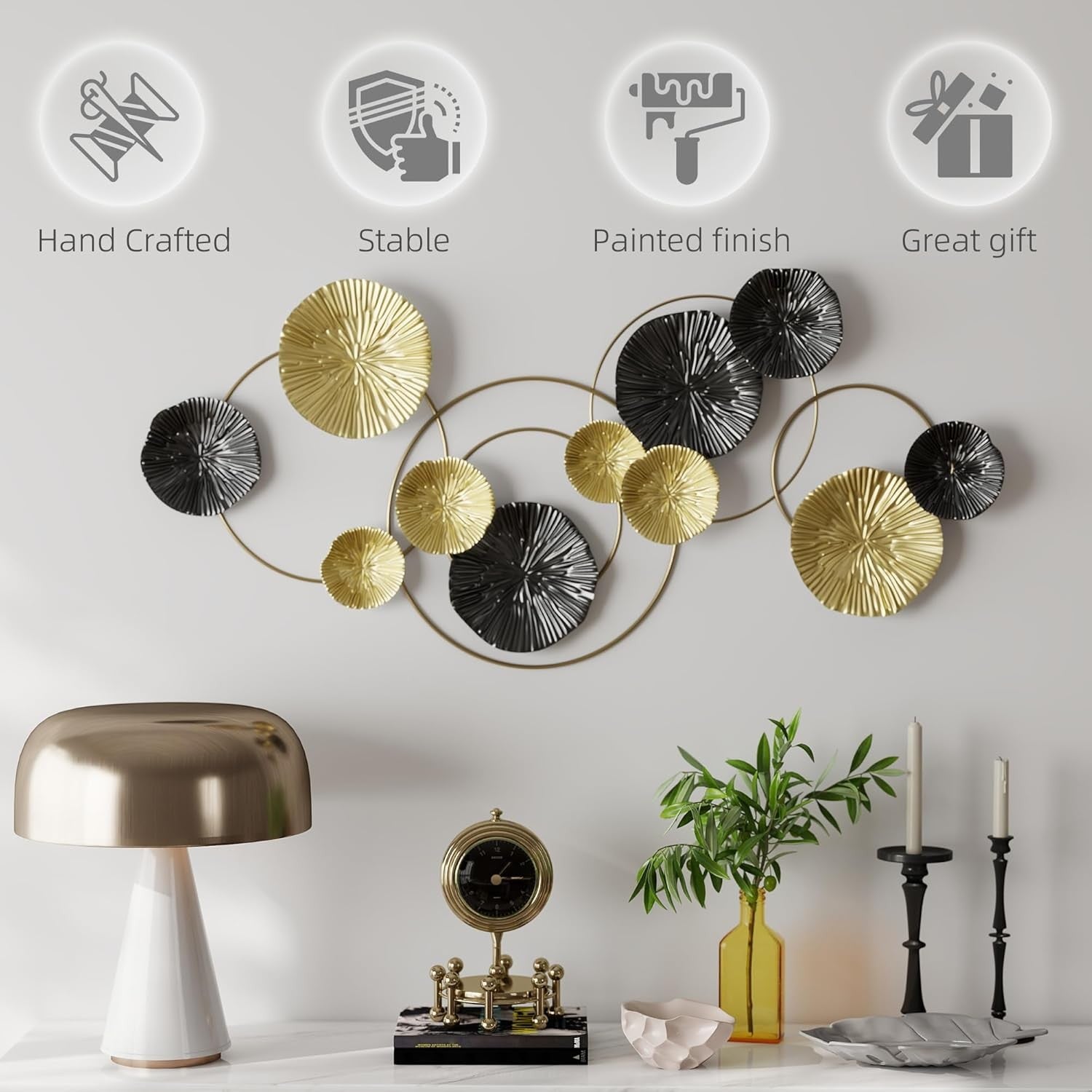 Large Gold Metal Wall Art Multi Leaf Modern Hanging Sculpture