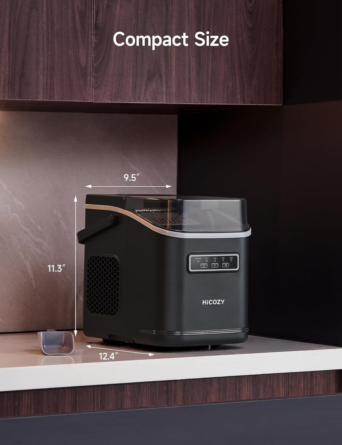 Countertop Ice Maker 12kg/24H Self Cleaning Portable Fast Ice 6 Min Black