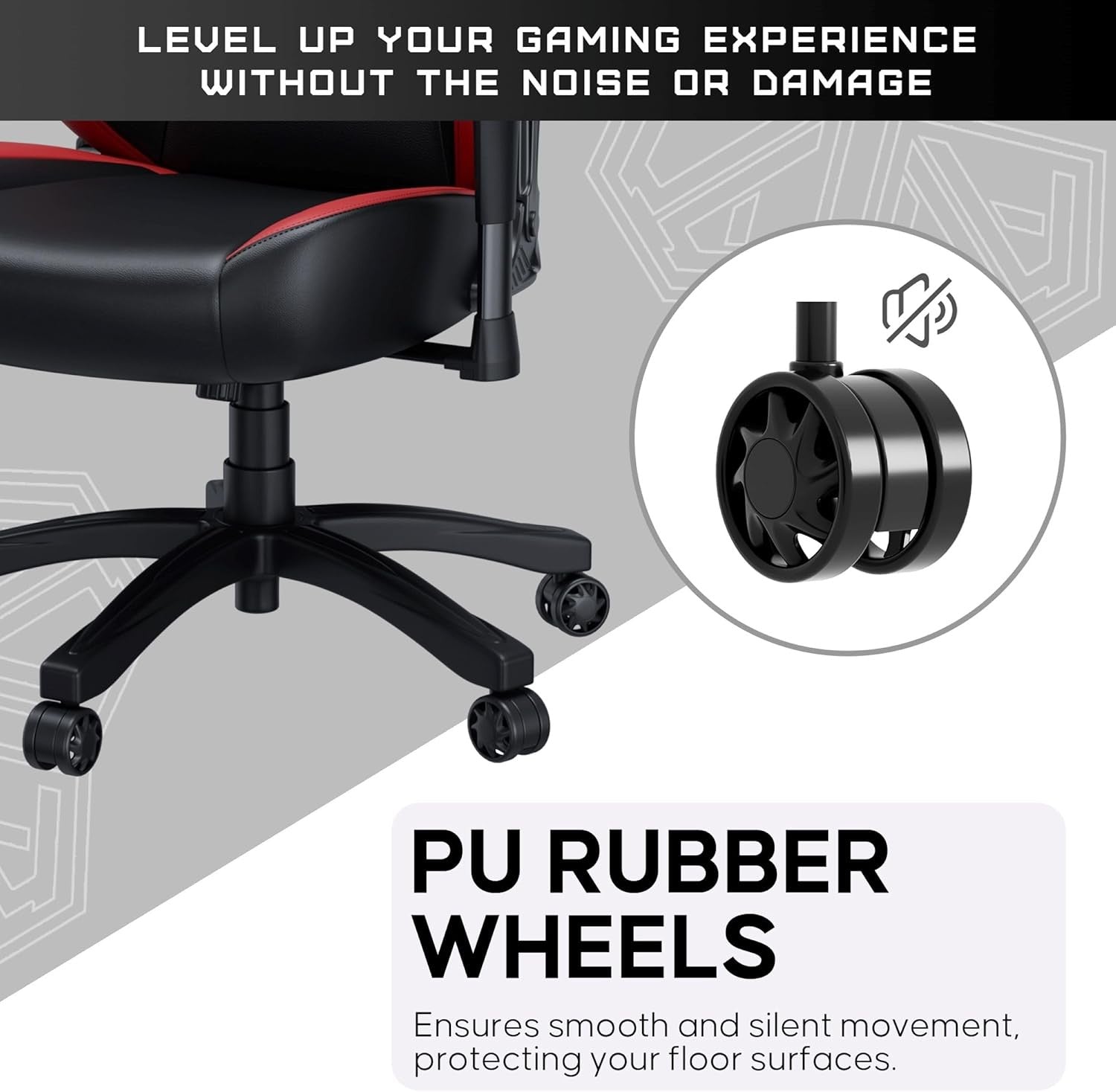 Large Ergonomic Gaming Chair Reclining PVC Leather Black Red