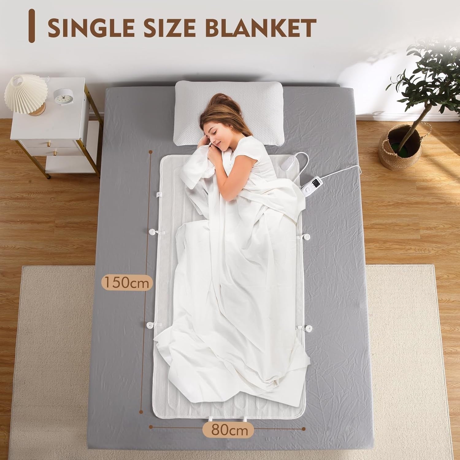 Electric Heated Underblanket Bed Warmer Single Fast Heat Timer Washable