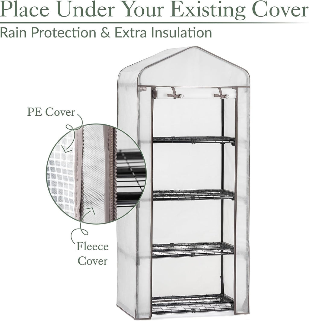 4 Tier Fleece Greenhouse Cover Extra Thick Frost Protection 49x69x158cm