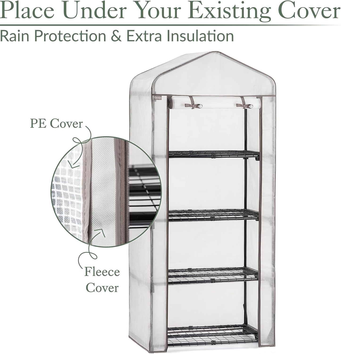 4 Tier Fleece Greenhouse Cover Extra Thick Frost Protection 49x69x158cm