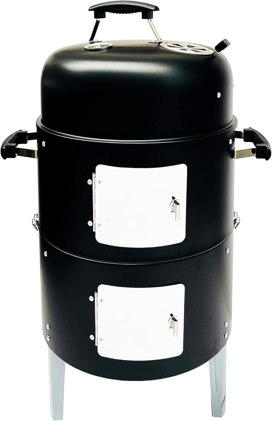 16" Charcoal BBQ Smoker Grill Multi-Layer Outdoor Cooker with Thermometer
