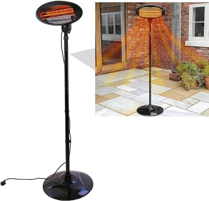 Outdoor Electric Patio Heater 2000W Freestanding Waterproof Adjustable Height