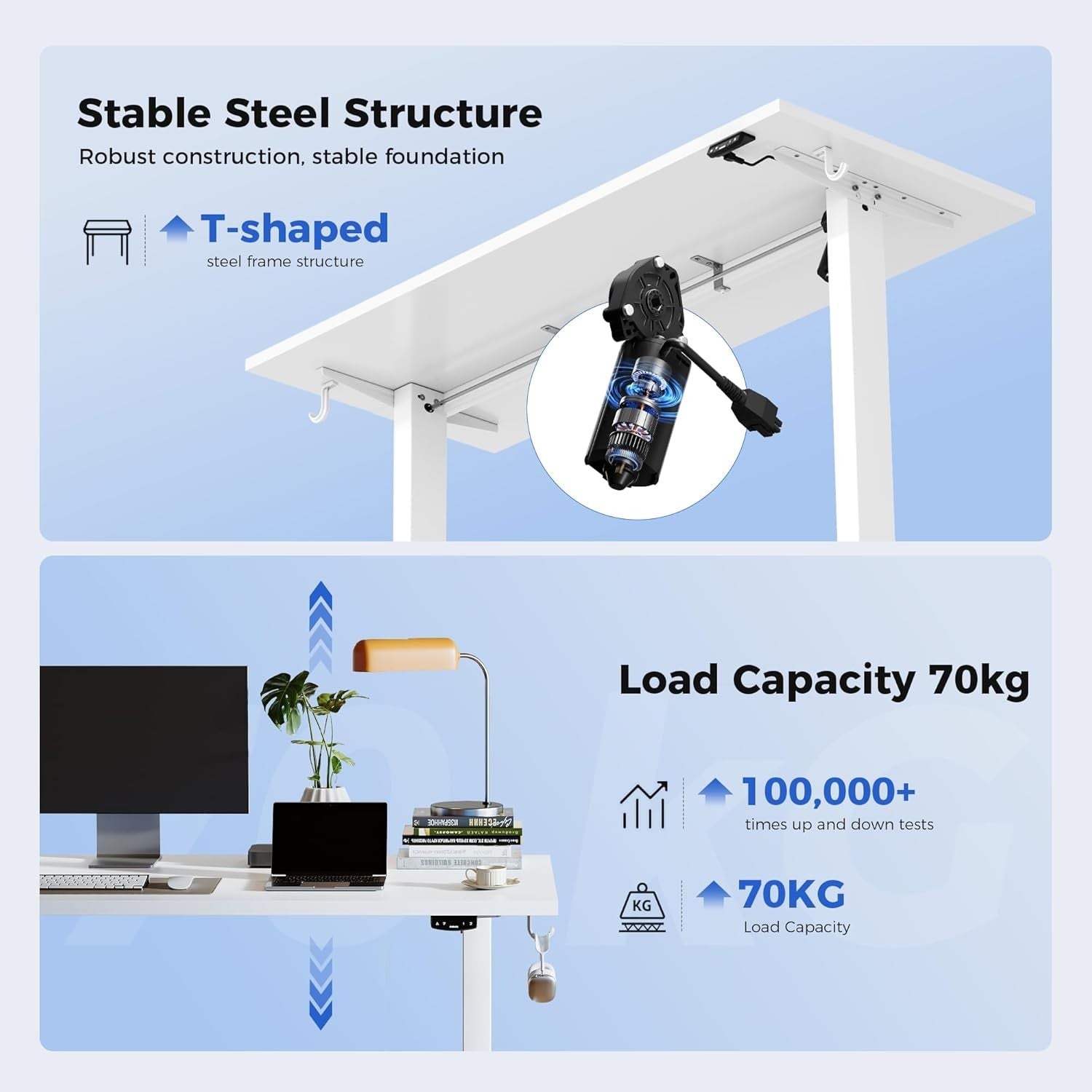 Electric Standing Desk 140x60cm Adjustable Sit Stand Table with Memory