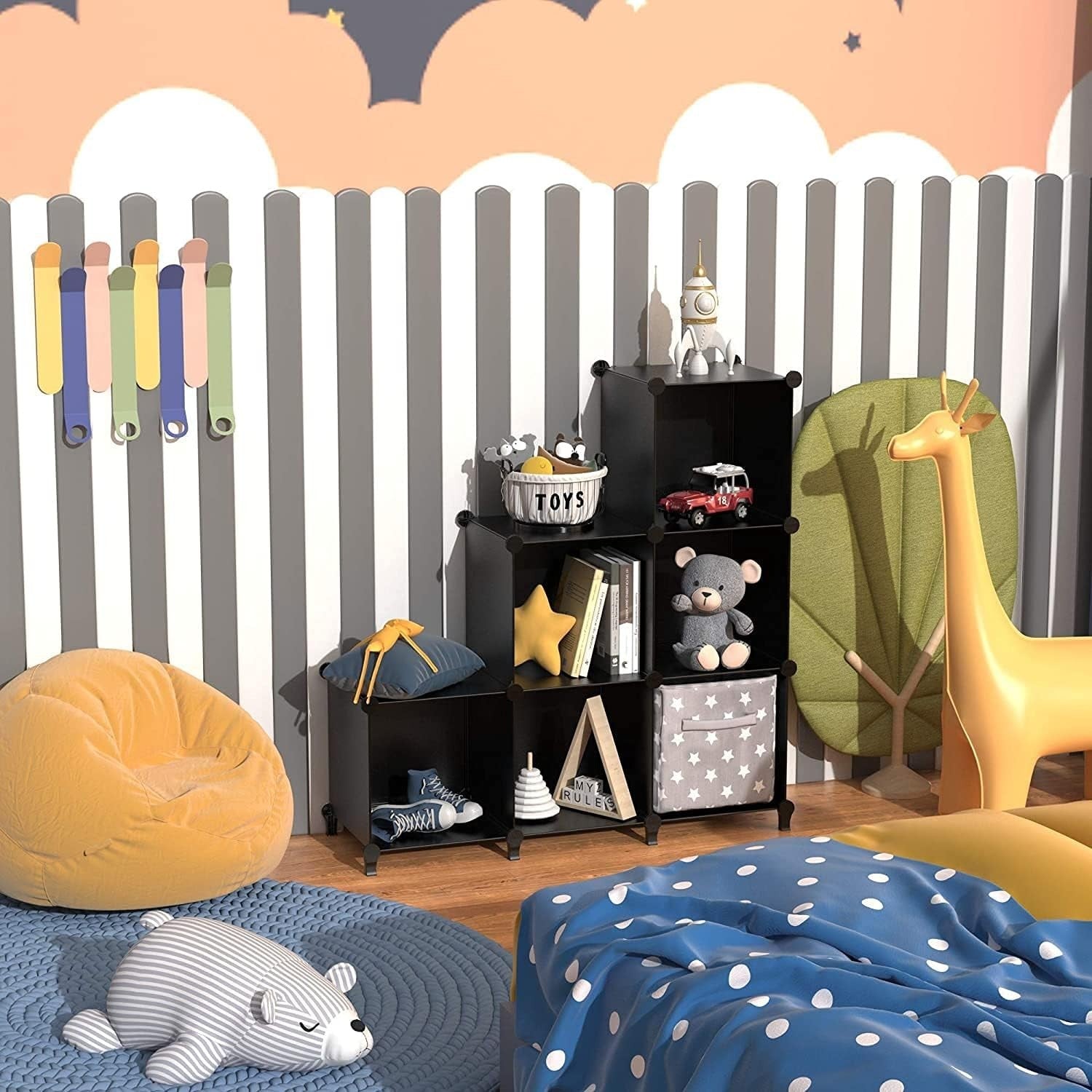 6-Cube Storage Bookshelf Unit – Modular Shelves for Toys, Clothes, Books