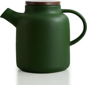 Large Ceramic Teapot 1500ml with Infuser Wood Lid Loose Leaf Tea Pot