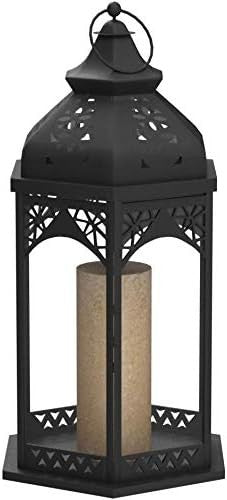 Set of 3 Black Metal Vintage Lanterns Candle Holders Indoor Outdoor