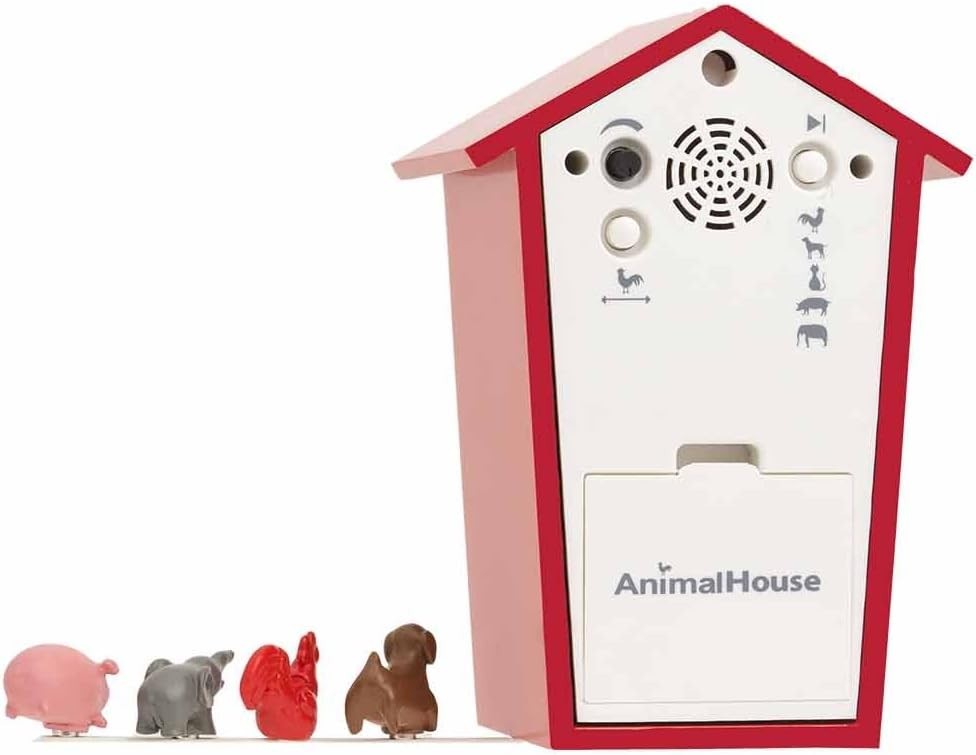 Animal Sound Cuckoo Clock Red | Kids Room Wall Clock | Farm Animal Chimes