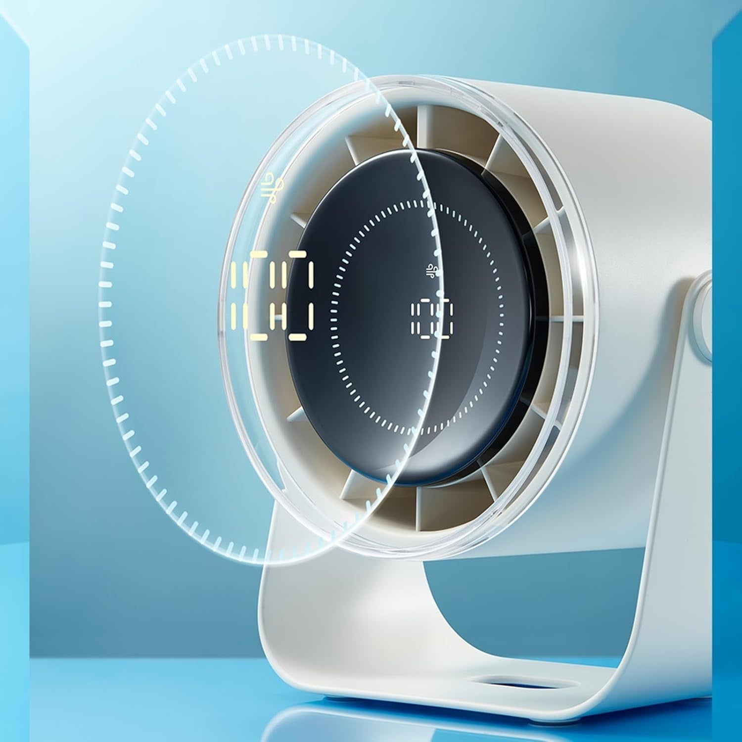White USB Rechargeable Desk Fan – Quiet Cooling 3600mAh Battery Portable Airflow