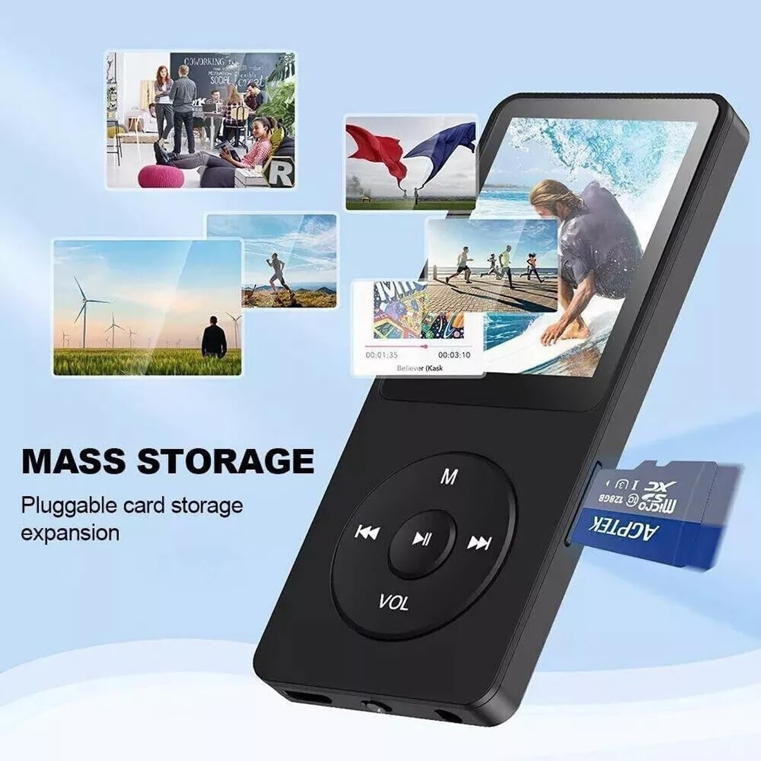 Portable MP3/MP4 Music Player with Bluetooth, HD Speaker & FM – Black