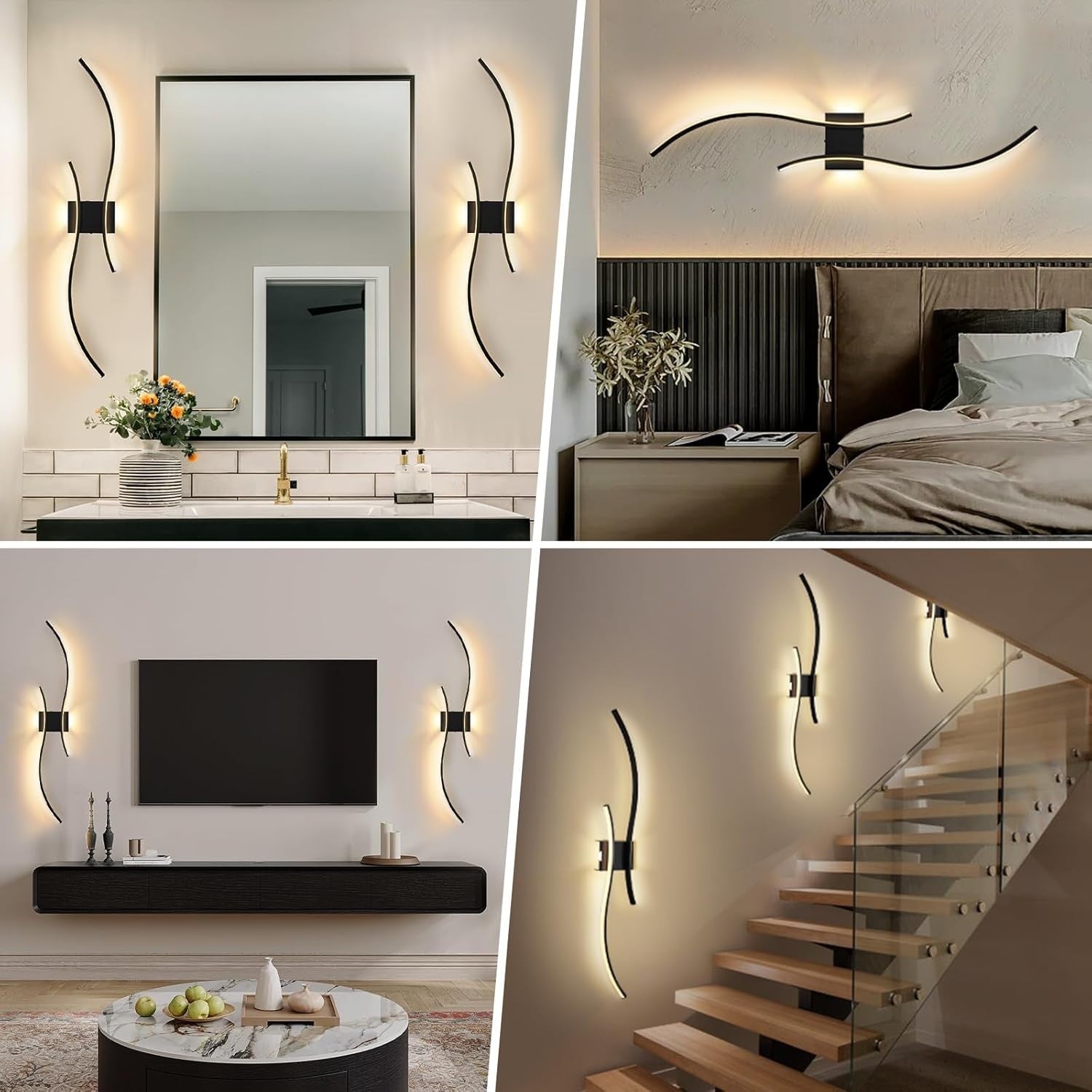 Wireless Battery Operated Wall Lights 2-Pack with Remote, Dimmable, 3000K-6000K