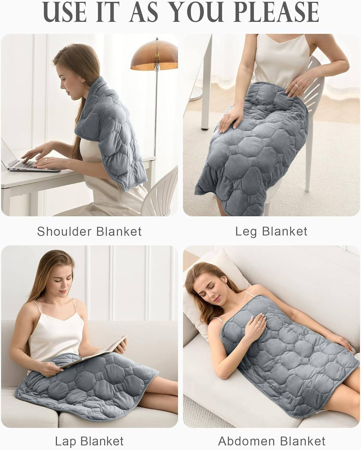 7lbs Weighted Lap Blanket Grey 29x24" Crystal Velvet for Travel & Relaxation
