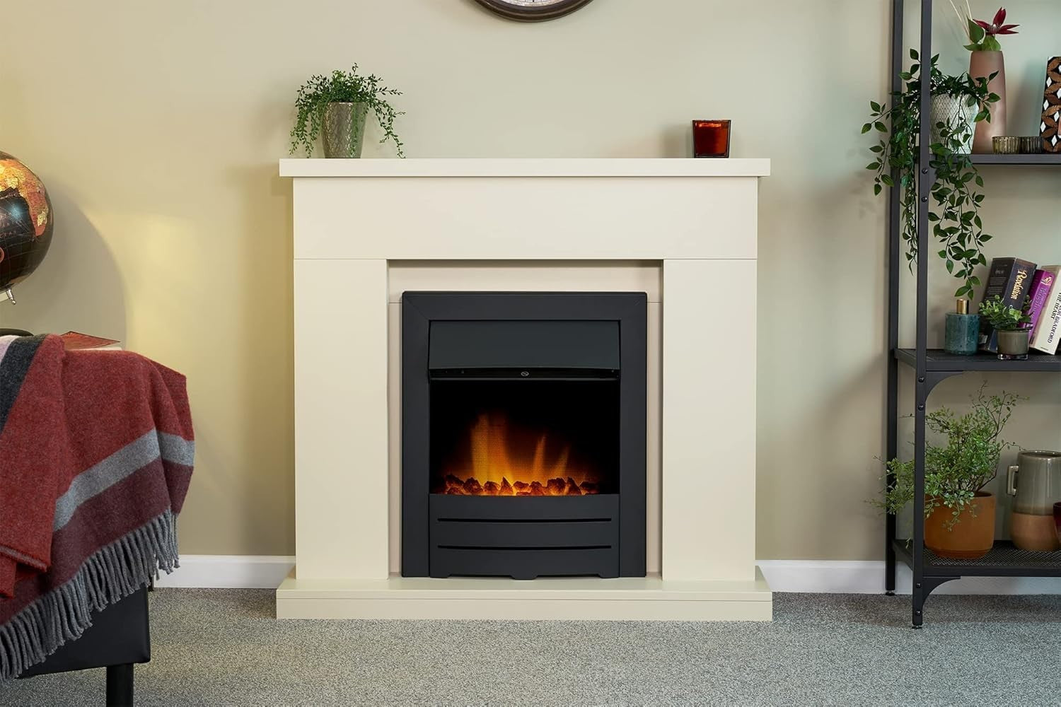 39" Stone Effect Electric Fireplace Wall Mount Heater LED Flame 1-2kW