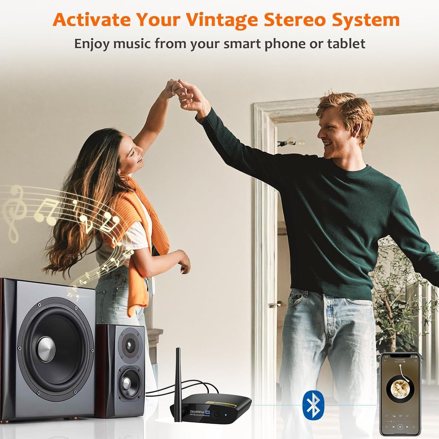 Bluetooth 5.3 HiFi Receiver Black Gold Long Range LDAC aptX HD
